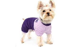 YIKEYO XS Dog Pajamas for Small Dogs Girl Boy Puppy Pjs Dog Clothes Winter Pet Onesies for Chihuahua Yorkie Teacup Cute Stretch Cat Clothes Outfit Apparel Doggie Jumpsuit Purple