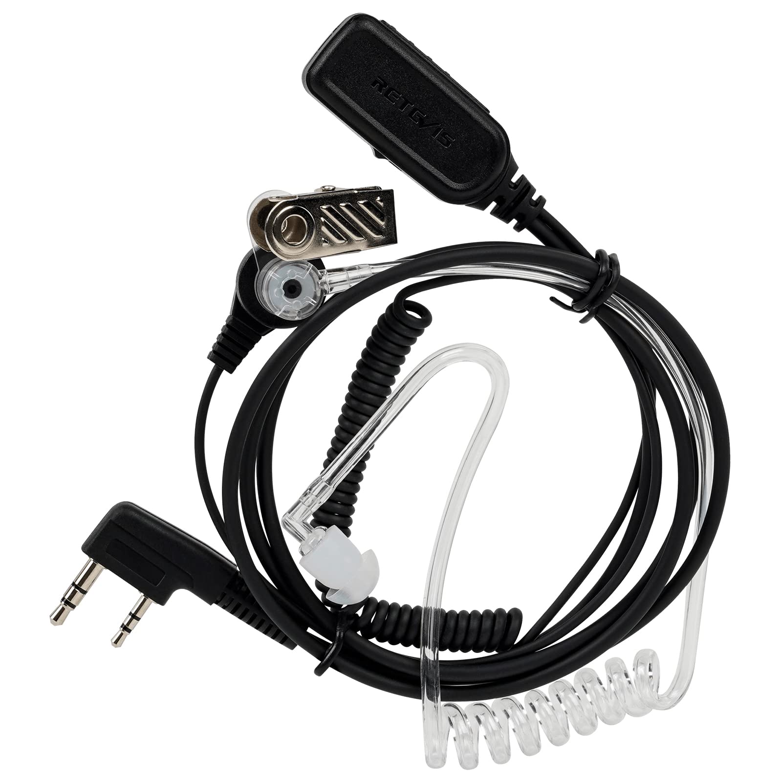 Retevis VOX Hands-Free Walkie Talkie Earpiece, 2 Pin Acoustic Tube Two Way Radio Headset, Security Headset for Walkie Talkie with Mic Compatible with RT617 RT619 RT622 RT24 RT27 Baofeng(1 Pcs)