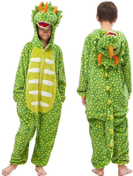 KYHS Children's Dinosaur Pajamas OnePiece Thick Flannel Clothing