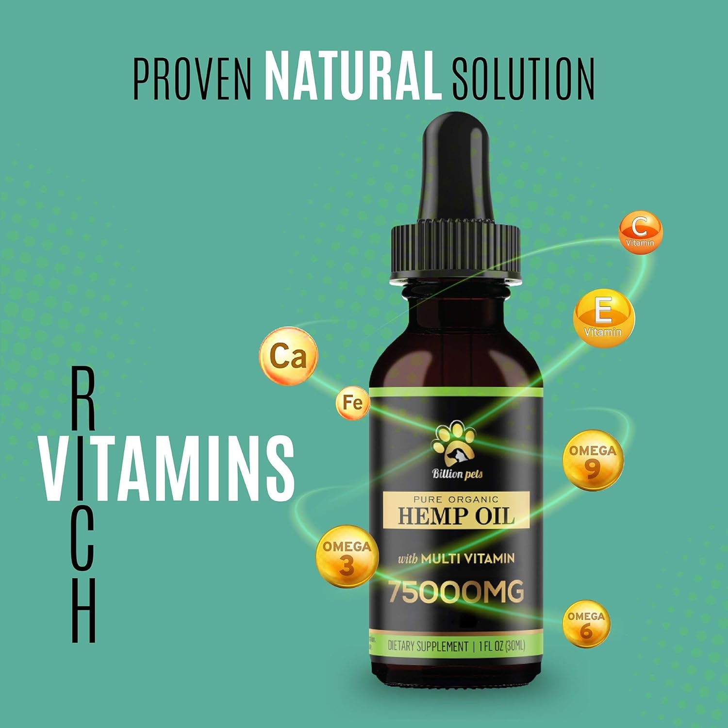 Billion Pets - Hemp Oil for Dogs and Cats - Hemp Oil Drops with Omega Fatty Acids - Hip and Joint Support and Skin Health : Pet Supplies