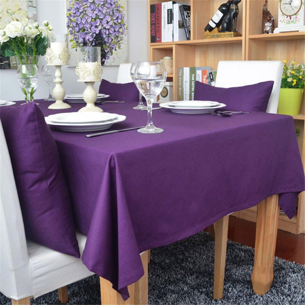 Plain coloured cotton tablecloth simple and elegant 35 x 35 inch purple
