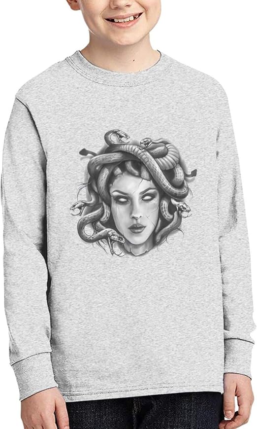 Amazon.com: Medusa Head Portrait T-Shirt Kids Youth Round Neck Fashion Long-Sleeved T-Shirt 
