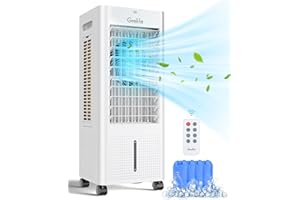 Grelife Portable Evaporative Air Cooler, 3-IN-1 Air Cooler Cooling Fan with Remote Control, 12H Timer, 4 Ice Packs, 1.58Gal Water Tank, 3 Modes, 3 Speeds, Personal Swamp Cooler for Bedroom Home Office