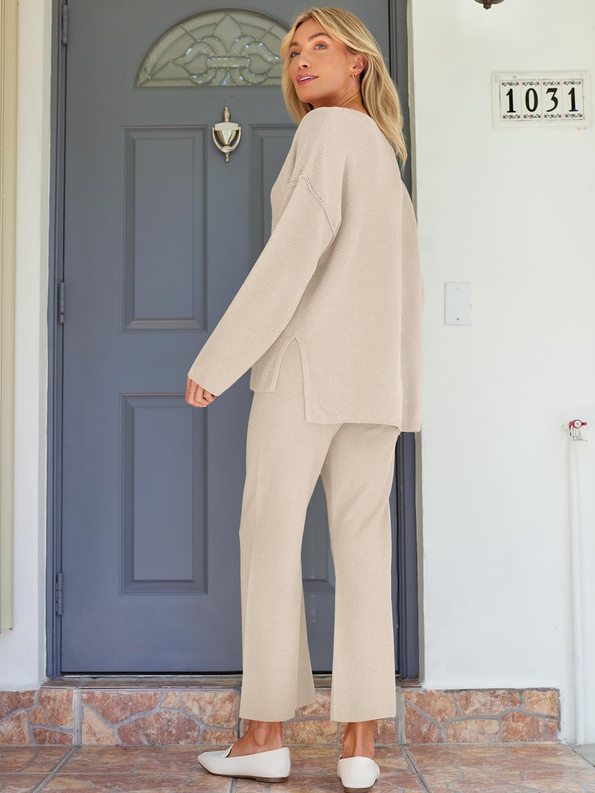 LILLUSORY Lounge Sets Womens Two 2 Piece Matching 2024 Fall Fashion Outfits Clothes Clothing Trendy Knit Sweater Loungewear Travel Sweatsuit Sweat Suit Sets - Image 5