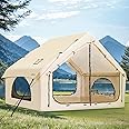 KNUO 2025 Upgraded 100% Waterproof Inflatable Camping Tent, Large Blow-Up Air Tent, No Assembly Needed Luxury Glamping House, Oxford Fabric