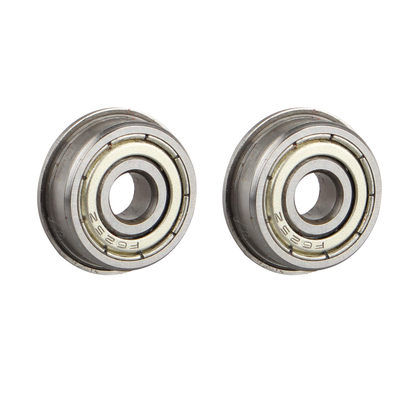 Jopto 2Pcs Steel Doubled Shielded Flanged Model Silver Steel Ball Precise Flanged Bearing 5 x 18 x 5mm F625ZZ for 3D Printer