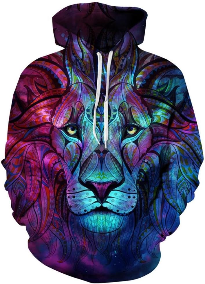 Elogoog Unisex Realistic Wolf Digital 3D Print Casual Sweatshirt Jacket Hoodie