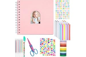 ABLUS Kid Scrapbook DIY Photo Album Hard Cover Scrapbook Kit for Kids Instant Camera Print Paper with DIY Accessories (Pink)
