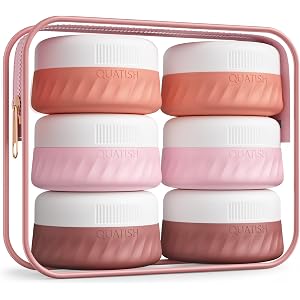 Quatish 6 Pack Travel Size Containers for Toiletries, 1oz, Red Rock | Leakproof, TSA Approved Silicone Jars, Easy to Clean, P