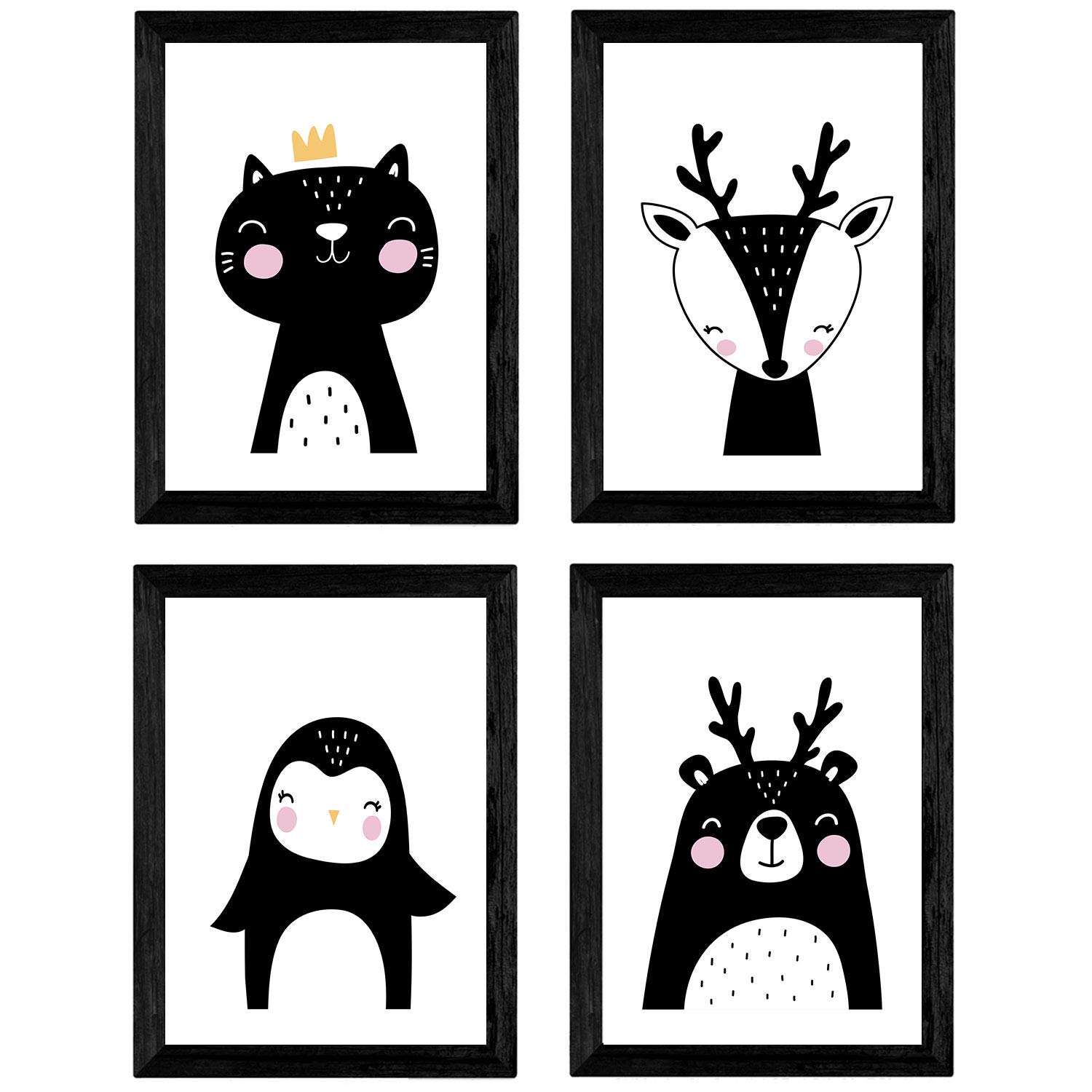 Nacnic Set of 4 sheets Zorro, polar bear, penguin and cat. Posters animals. A4 unframed