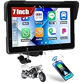 CAMECHO 7" Motorcycle Carplay Screen, Portable Car Stereo with Wireless CarPlay & Android Auto for Moto Motorbike, Dual Bluet