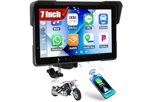 CAMECHO 7" Motorcycle Carplay Screen, Portable Car Stereo with Wireless CarPlay & Android Auto for Moto Motorbike, Dual Bluet