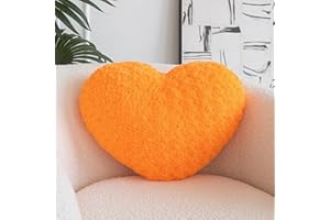 ZCNYCLAM Heart Pillow, Soft Heart Shaped Pillow with Room Decorative Throw Pillows for Bed Couch Chair Sofa, Heart Shaped Cute Throw Pillow Cushion for Bedroom Living Room (Orange, Mini 12.9" x 9.8")