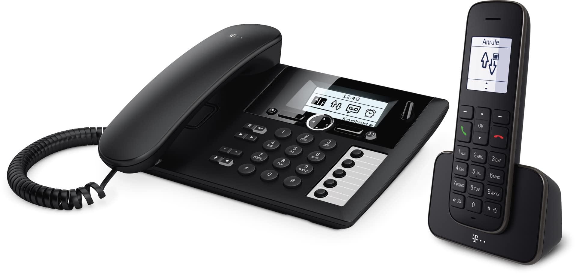 Telekom Sinus PA 207 Plus 1 Black Telephone with Answering Machine and Handset
