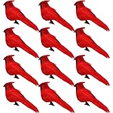 Alpurple 12 Pcs Artificial Red Cardinal Birds with Clip- Christmas Cardinal Birds Clip- Fake Birds Red Cardinals Decor for Christmas Tree Ornament Decorations, Arts and Crafts (Black Cockroach)