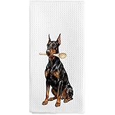 nvucamd Funny Doberman Dog Kitchen Towels, Doberman Gifts for Women, Dog Lovers Gifts Hand Towels, Dobermans Dish Tea Towel for Kitchen Decorations Decor, 16x24 Inch