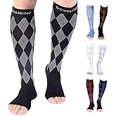 Doc Miller Open Toe Compression Socks for Men & Women, 20-30 mmHg Knee High Support, Toeless Design for Daily Leg Comfort, Breathable Nylon Spandex, 1 Pair