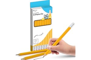 EMRAW Enday Jumbo Pencils For Preschoolers (8 Pack) No 2 for Kids, Kindergarten School Supplies, Fat Pre-Sharpened Round Pencil with Eraser Top, Thick Pencils for kids ages 4-8
