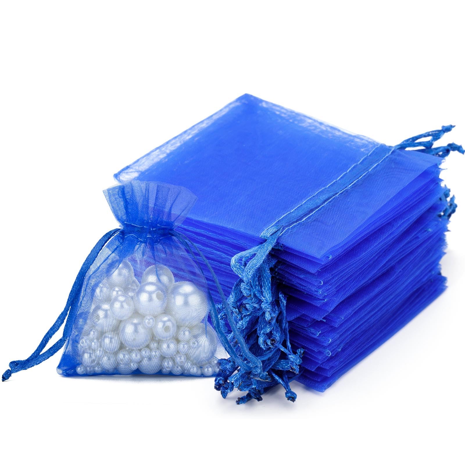 jijAcraft Royal Blue Organza Bags, 7x9CM Organza Gift Bags, 100Pcs Jeweller Pouches Drawstring Bag, Small Party Sweet Bag For Wedding, Birthday, Christmas, Gift Wrapping