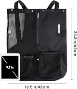WANDF Swim Bag Mesh Drawstring Backpack with Wet Pocket XL Black view 6
