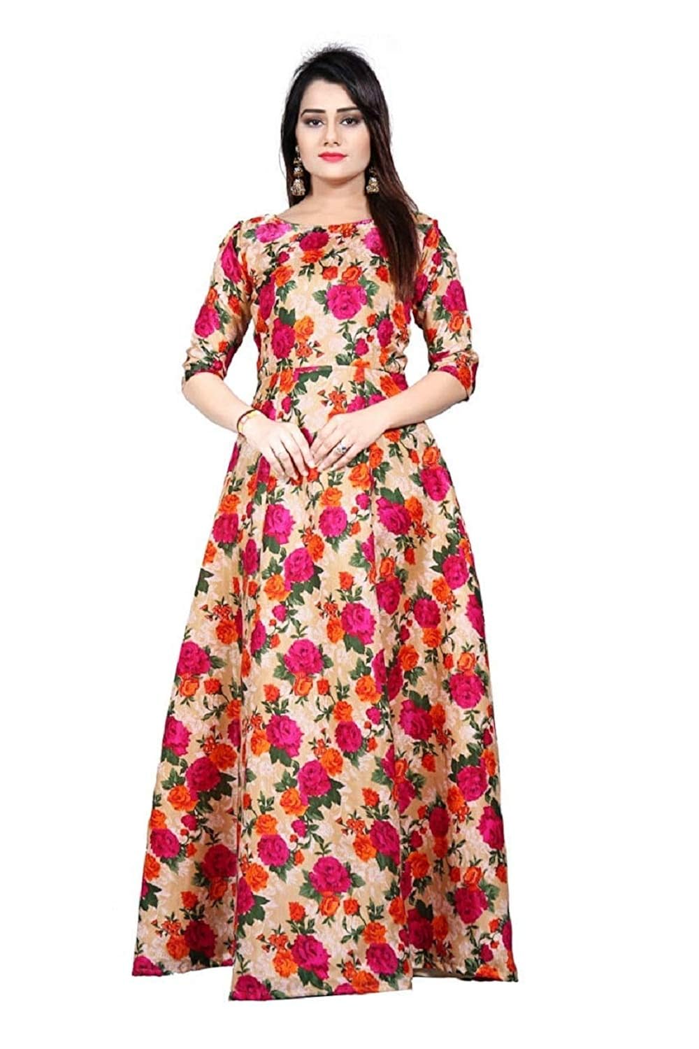 sojitra enterprise women's cotton digital printed anarkali long gown