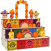 Dia De Los Muertos Altar Ofrenda Decorations, Dia De Los Muertos Decoration Wooden Day of The Dead Supplies with Sugar Skull Papel Picado for Dia De Los Muertos Decor and Indian Diwali Decoration