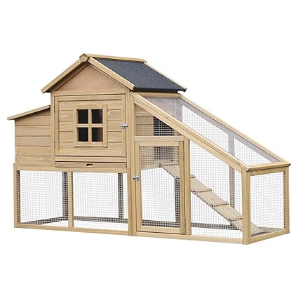 Amazoncom Pawhut Outdoor Wooden Chicken Coop Hen House With