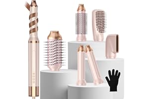 TRYLATER 6-in-1 Hair Dryer Brush, 110,000 RPM High-Speed Hair Dryer Fast Drying,Upgraded Air Styler with Auto Wrap Curlers,Blow Dryer Brush for Straightening, Smoothing,Volumizing, No Heat Damage