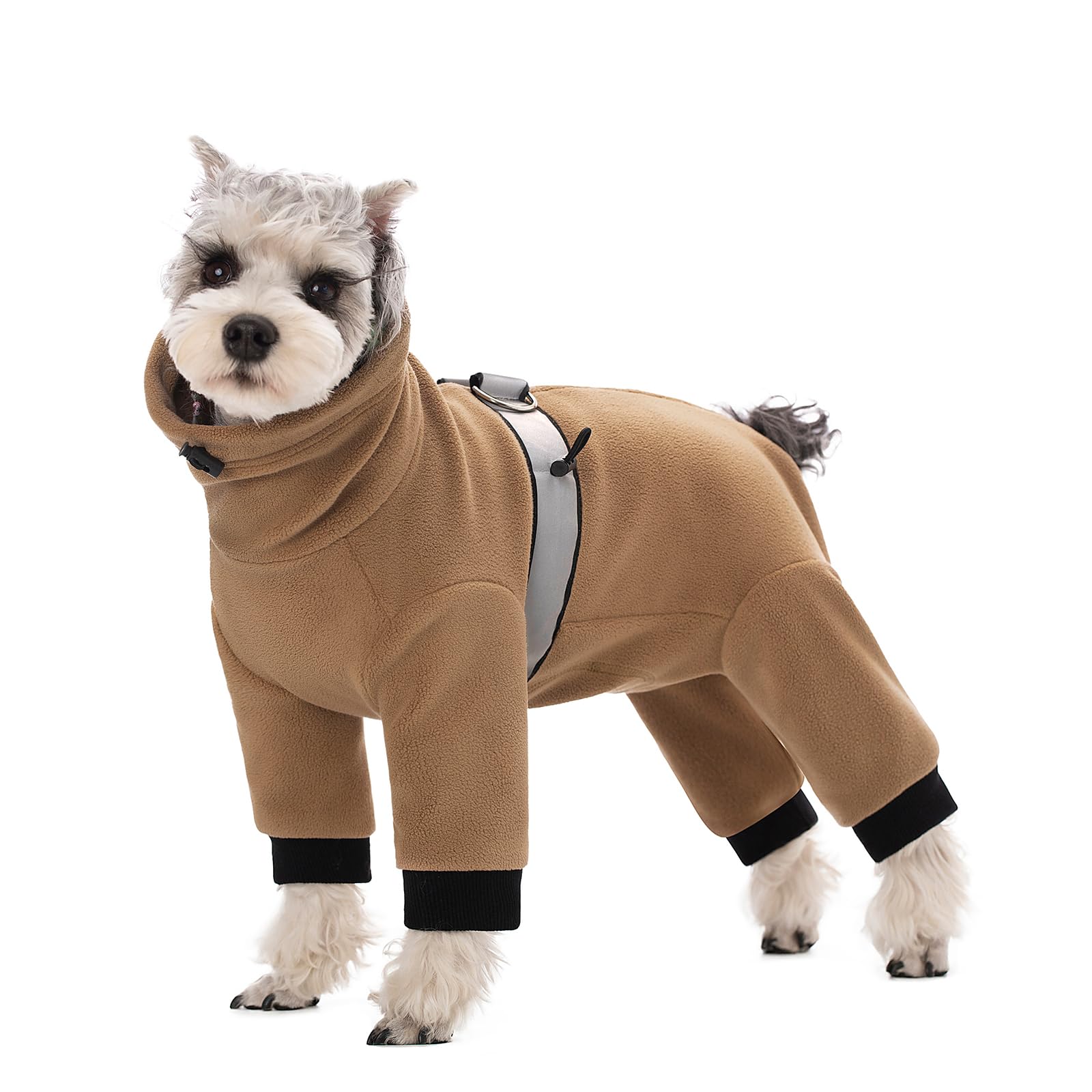 BT Bear Warm Coats Jackets for Small Dogs, Adjustable Dog Warm Fleece Jumpsuit Clothes With D-Ring Dog Winter Coat for Small Dogs,Light Brown S