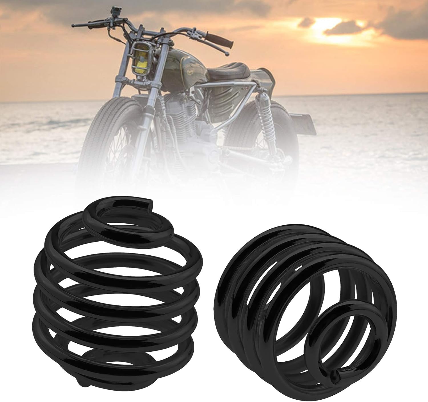 Create idea Pair of Black Solo Seat Springs 2 Inch Steel Retor Vintage Old School Style Barrel Shape Spring Seat Mounting Fit for Motorcycle Bobber Chopper Custom - Image 4