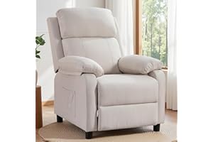 Korser Recliner Chair, Living Room Chairs for Adults, Padded Deep Seat Reading Chair with Side Pockets, Small Recliners for S