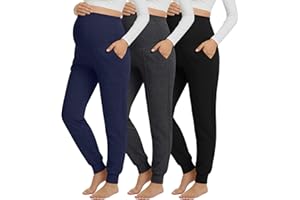 Oakgarden 3 Pack Women's Maternity Pants Over The Belly Pregnancy Joggers Stretchy Loose Lounge Sweatpants with Pockets