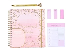 Votum August 2025 to January 2027 Large Back to School Academic Planner- Daily, Weekly & Monthly Organizer with Pens, Stickers, Sticky Notes, and a Sturdy Cover - Organized Chaos Pink