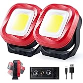 ORHOMELIFE Magnetic Work Light, 42 LEDs 1000 Lumens Rechargeable Portable Magnetic Flashlight Inspection Light for Car Repair, Camping, Emergency & Job Site Lighting (2 PCS)