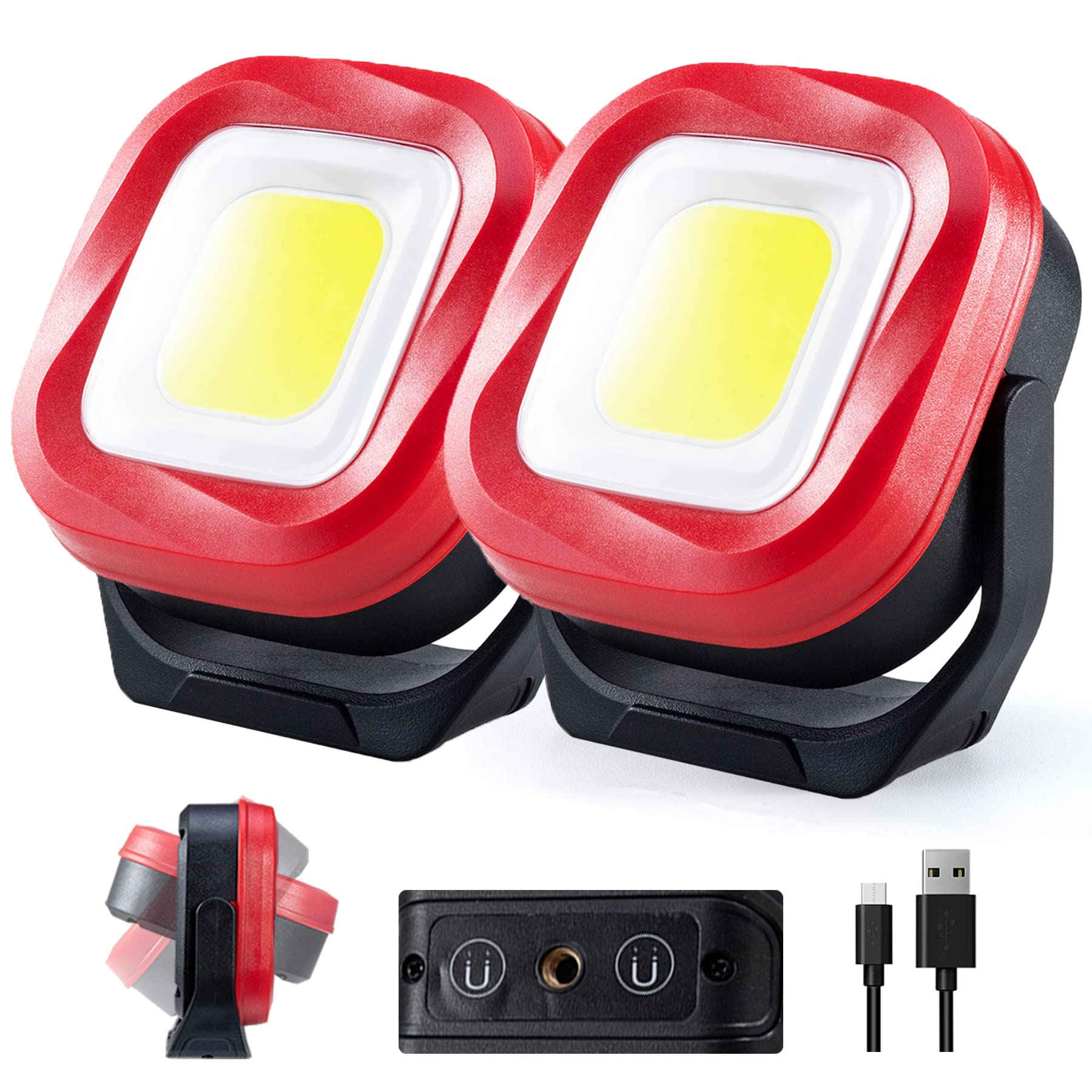 Photo 1 of ORHOMELIFE Magnetic Work Light, 42 LEDs 1000 Lumens Rechargeable Portable Magnetic Flashlight Inspection Light for Car Repair, Camping, Emergency & Job Site Lighting (2 PCS)