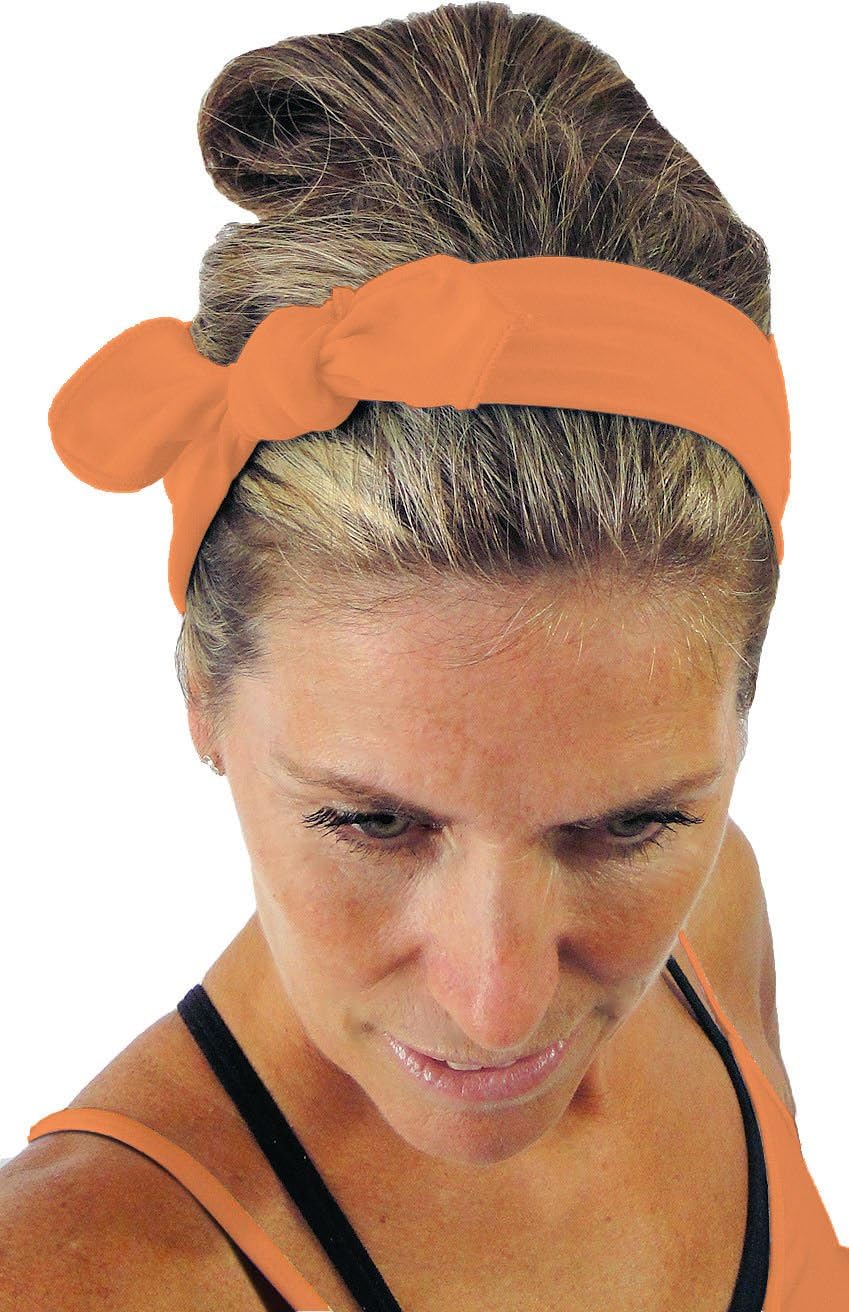 ice Cream Removable Bow Training Headband: No Slip - No Sweat, Mango Orange