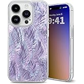 XIMAND for iPhone 15 Pro Case Made with Unique Genuine Seashell, Durable | Stunning Gorgeous | Drop Protection | Luxury Aesthetic Cover. (Purple)