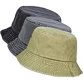 kozinu Washed Cotton Bucket Hats Packable Summer Beach Cap for Men Women
