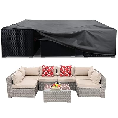Buy Startwo Waterproof Outdoor Patio Furniture Cover Resist To Dust Uv Rain Snow Sectional Furniture Covers Outdoor Table Chairs Set Cover Weather Protection 98x98x28 Inch Online In Turkey B08rhyckf2