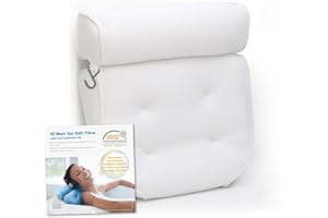 Coastacloud Bath Pillow Spa Bathtub Pillow with Large Suction Cups, Head, Neck & Back Support Breathable 3D Air Mesh Bath Pil