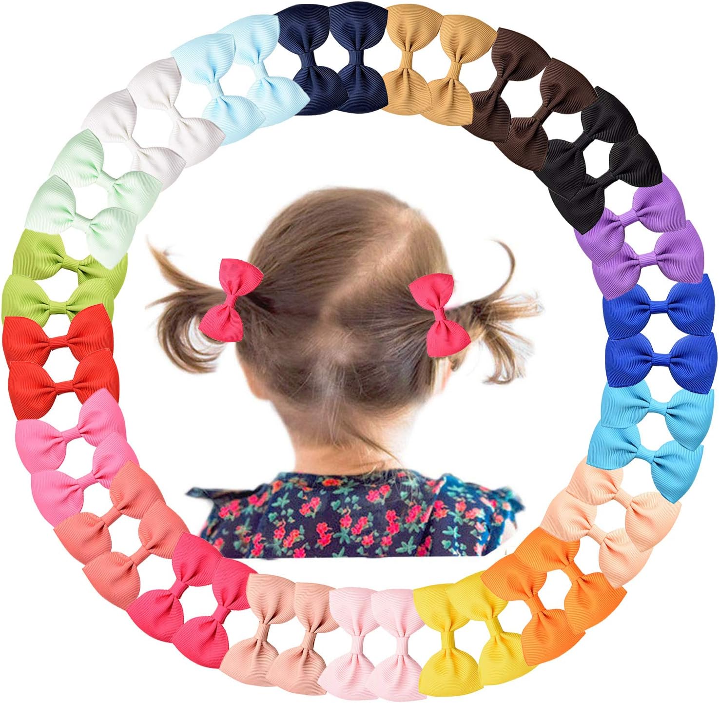 40Piece Baby Hair Ties Elastic Bows Ponytail Hair Barrettes Ribbon Hair bands For Babies Girls Toddlers