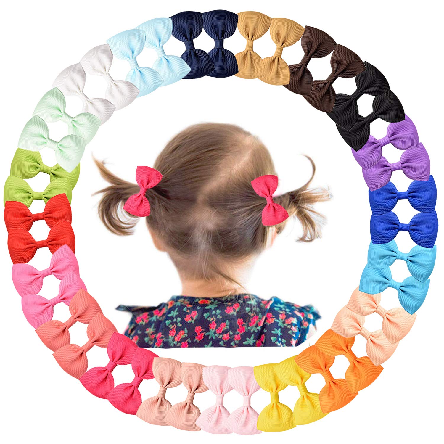 40Piece Baby Hair Ties Elastic Bows Ponytail Hair Barrettes Ribbon Hair bands For Babies Girls Toddlers
