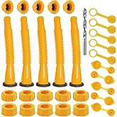 Gas Can Spout Replacement Kit, Gas Can Nozzle Replacement (5 Kits-Yellow) | For 1/2/5/10 gallon gas can. All gaskets are installed and ready to use upon receipt, Leak-proof, Perfect fit, Good quality