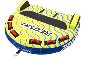 REOSKI Towable Tubes for Boating 2 Person, Heavy Duty Boat Tubes and Towables, Inflatable Water Tubes for Boats to Pull with Fins, Drainage, Quick Connector, Large Capacity