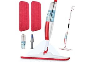 PANDA GRIP Mops for Floor Cleaning Wet Spray Mop with 14 oz Refillable Bottle and 2 Washable Microfiber Pads Home or Commercial Use Dry Wet Flat Mop for Hardwood Laminate Wood Ceramic