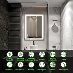 Beelux 24" x 32"LED Bathroom Mirror with Light for
