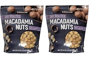 Kirkland Signature Dry Roasted Macadamia Nuts with Sea Salt, Resealable Bag (48 Ounce (Pack of 2, 24 OZ Each Pack))