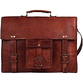 Leather Messenger Bag for Men - 14" Full Grain Leather Laptop Briefcase - Vintage Computer Satchel Travel Crossbody Bag for Office & Work