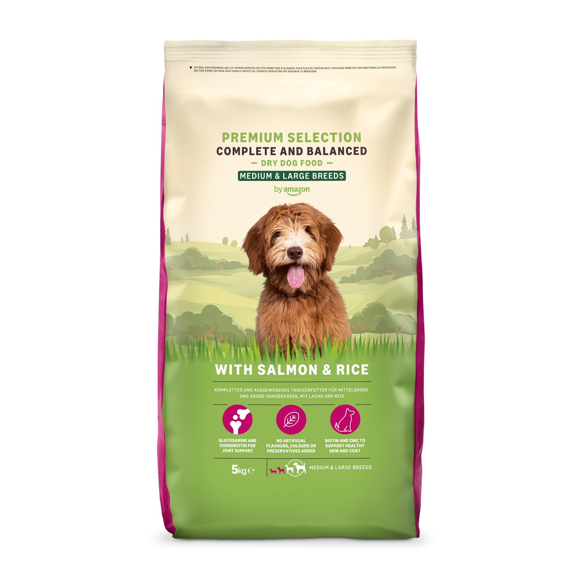 by Amazon Complete Dry Dog Food with Salmon & Rice for Medium and Large Breeds, 1 Pack of 5kg (Previously a Lifelong brand, same product)