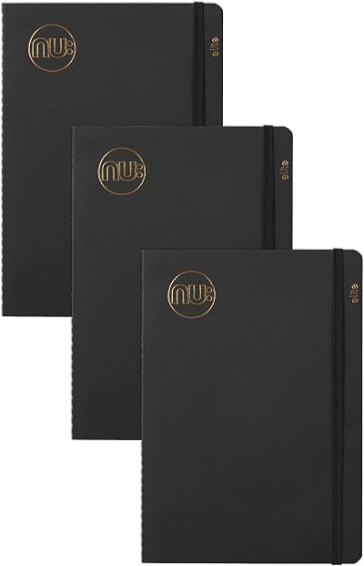 nu: Kraft Collection Black Stitched Spine A5 Notebook Multipack of 3